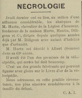 1898 12 3 Cycle et automobile industriels HURTU MORT
