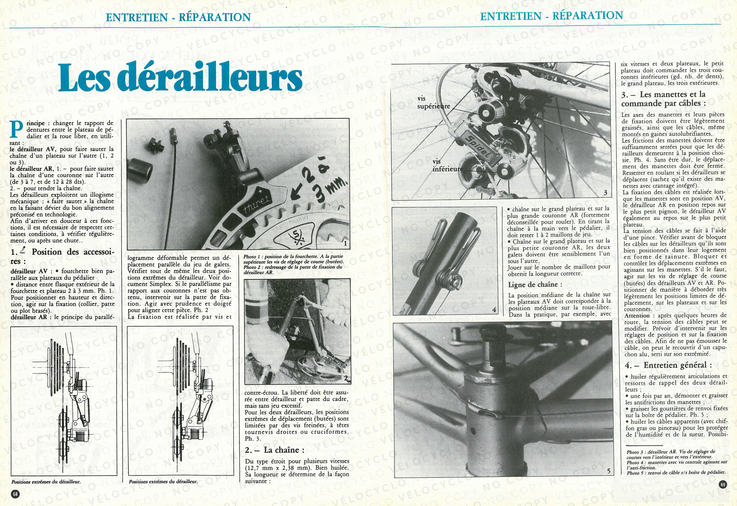 LE CYCLE 117 1985 ENTRETIEN REPARATION DERRAILLEURS 1