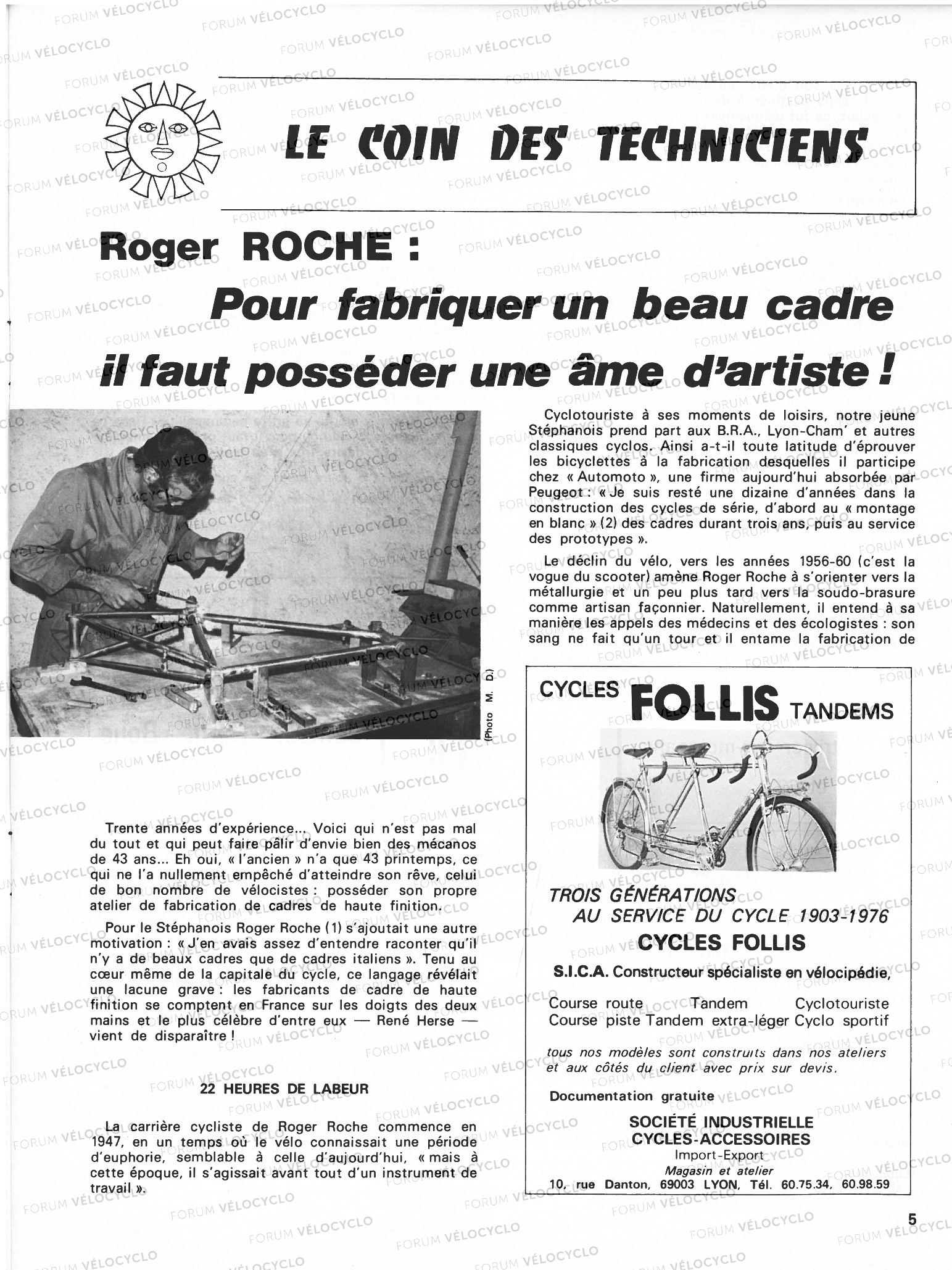 ARTICLE ROGER ROCHE CYCLO 2000 N289 DEC 1976 VELOCYCLO