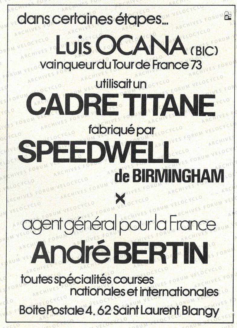 PUB SPEEDWELL TITANE BERTIN miroir 67 juillet 73