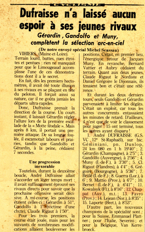 12ème du Championnat de France 1961