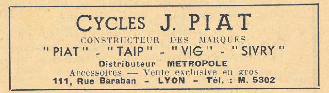 CYCLES J PIAT 1949
