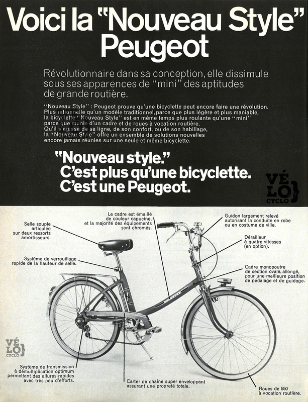 PEUGEOT NS Pub extraite de Le cycle Juin 1972 VELOCYCLO