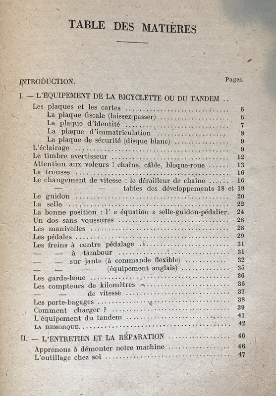 P3 SOMM LIVRE 1942F TOCHÉ GEDO Comment équiper, entretenir, réparer sa bicyclette, son tandem VELOCYCLO