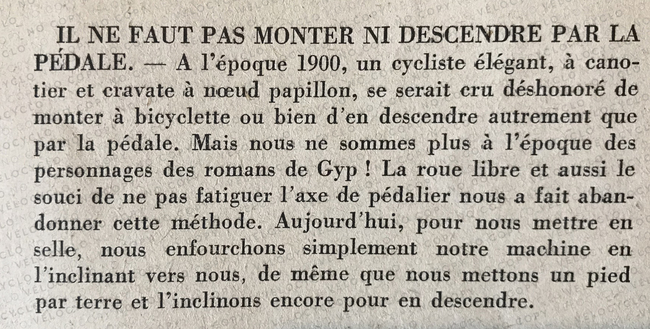 LIVRE 1942 F TOCHE GEDO anecdote pédale