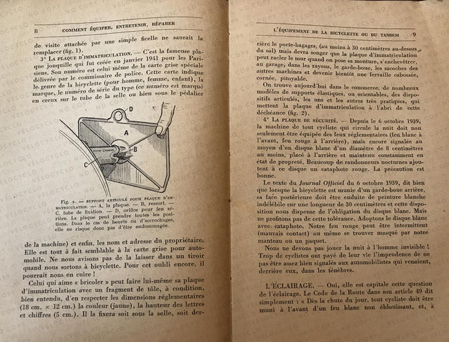 p8 9 LIVRE 1942 F TOCHÉ GEDO Comment équiper, entretenir, réparer sa bicyclette, son tandem VELOCYCLO