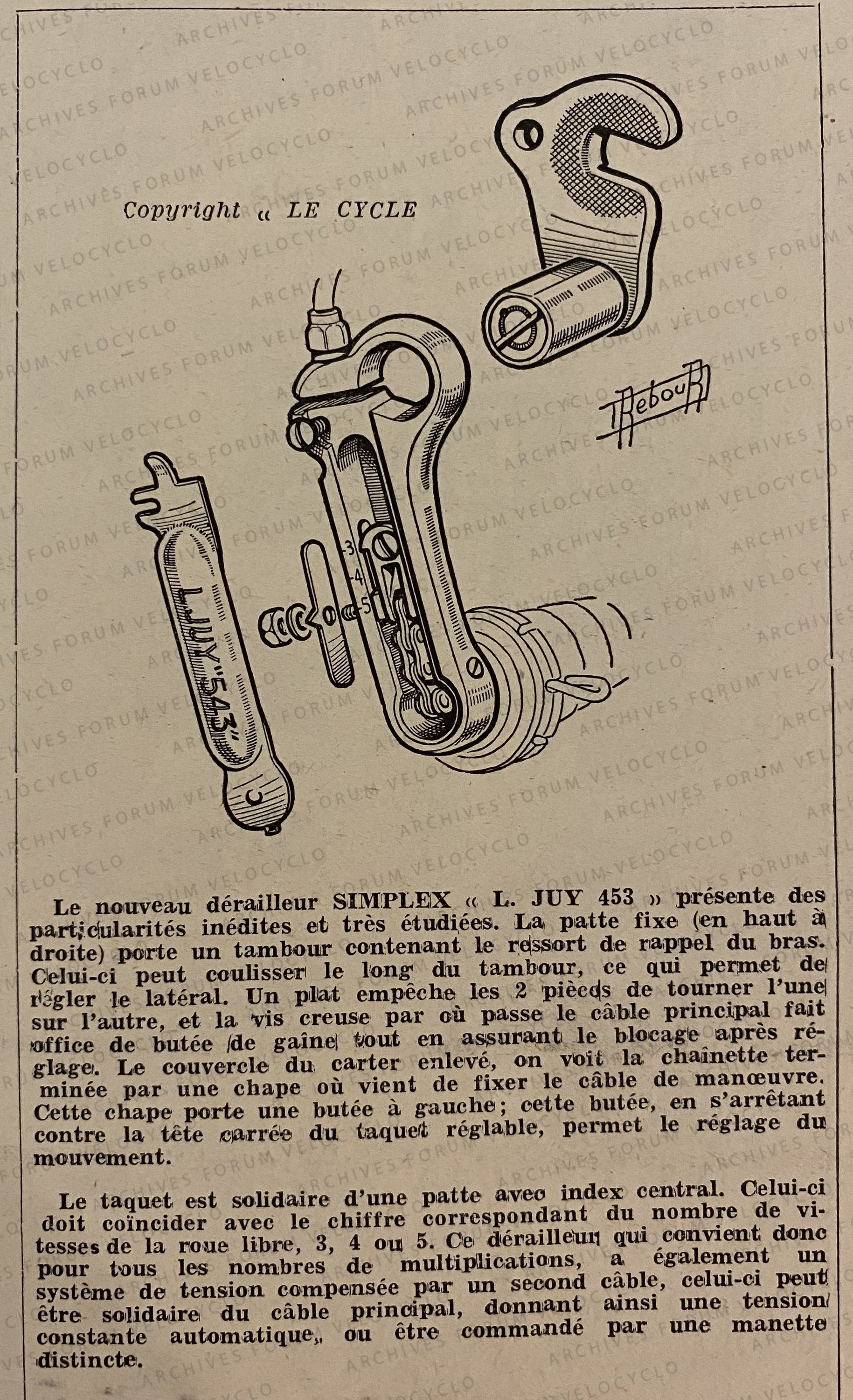 ARTICLE JUY 543 LE CYCLE 1950